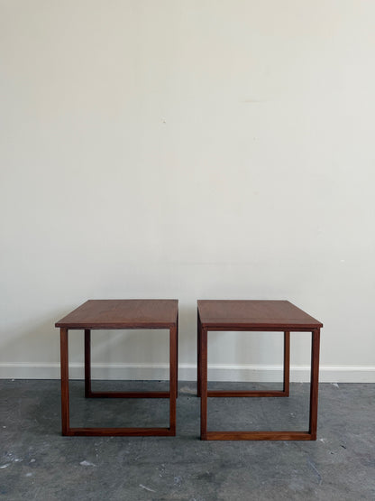 Walnut side tables. Sold individually.
