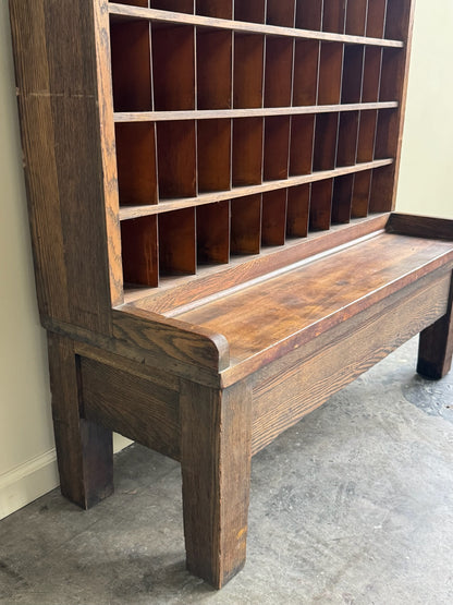 Golden oak post office cabinet