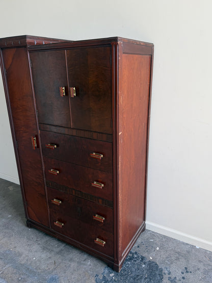 Deco walnut side by side dresser