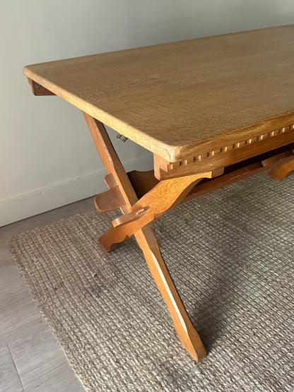 Danish oak dining table with removable leaves by Henning Kjaernulf
