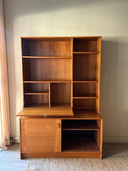Two piece teak hutch