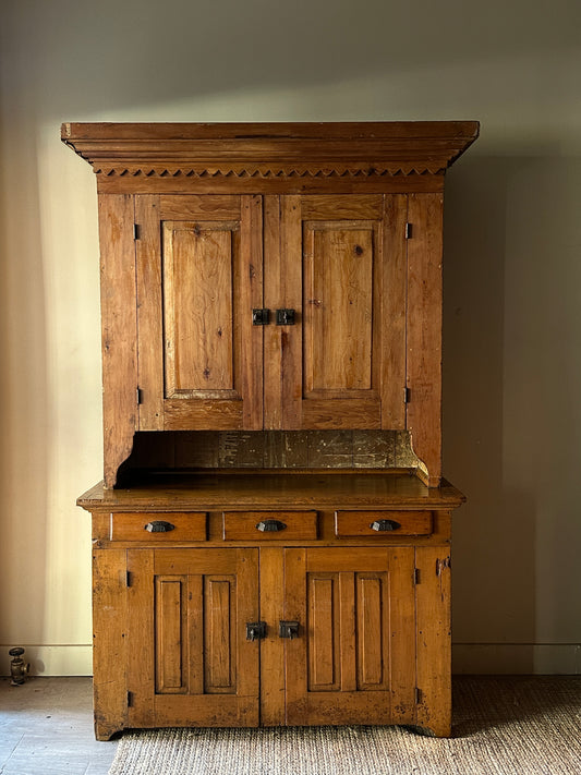 Two piece pine hutch