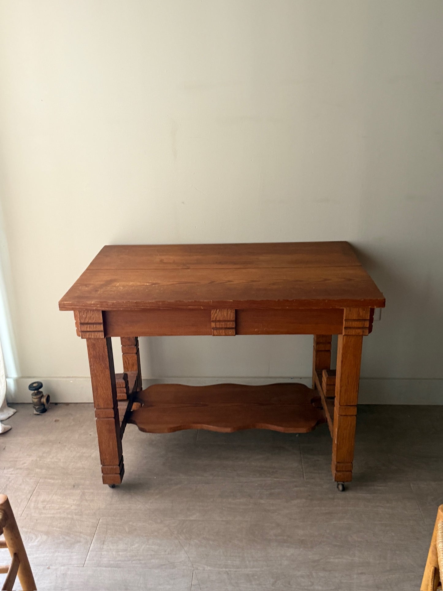 Oak and yellow pine library table