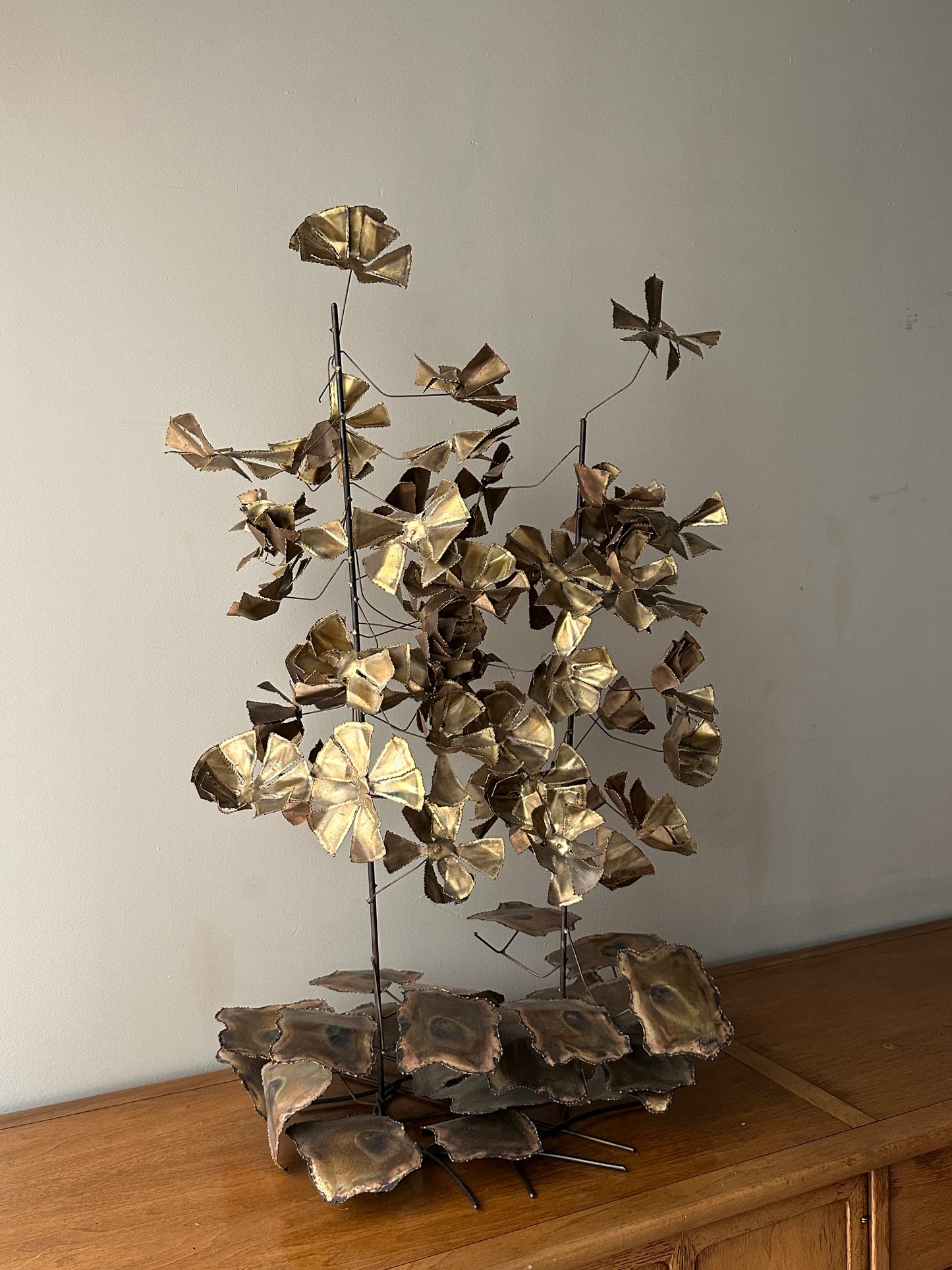 Bronze flower sculpture