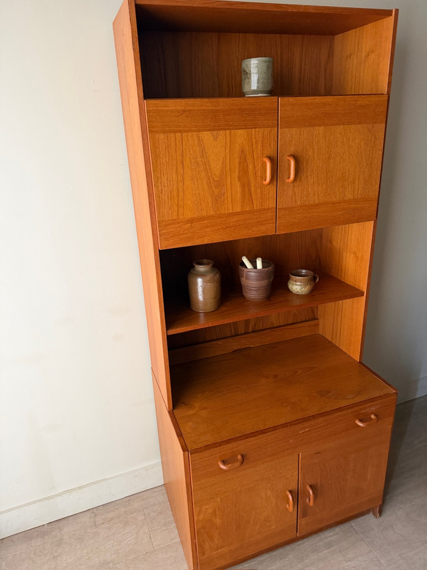 Danish teak two piece bookcase