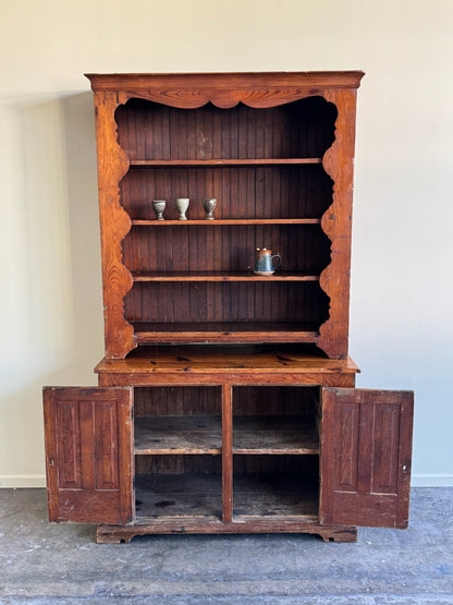 Southern yellow pine two piece hutch
