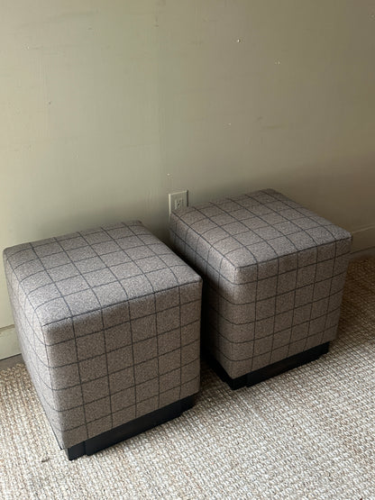 Wool ottomans. Holes in fabric on two sides.