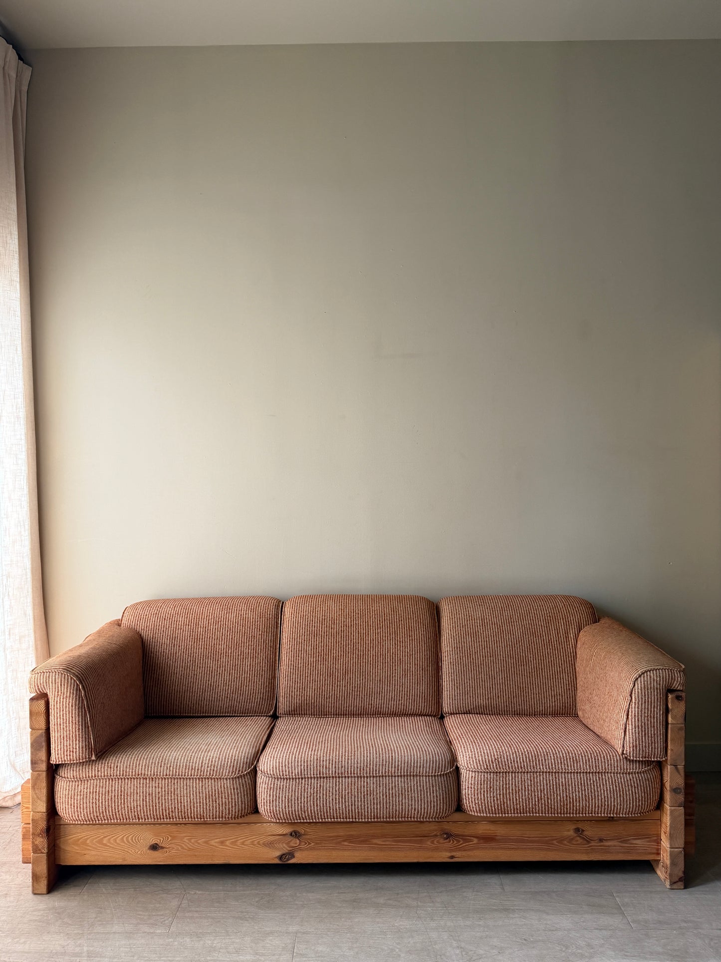 Hans Frydedal pine sofa in striped upholstery