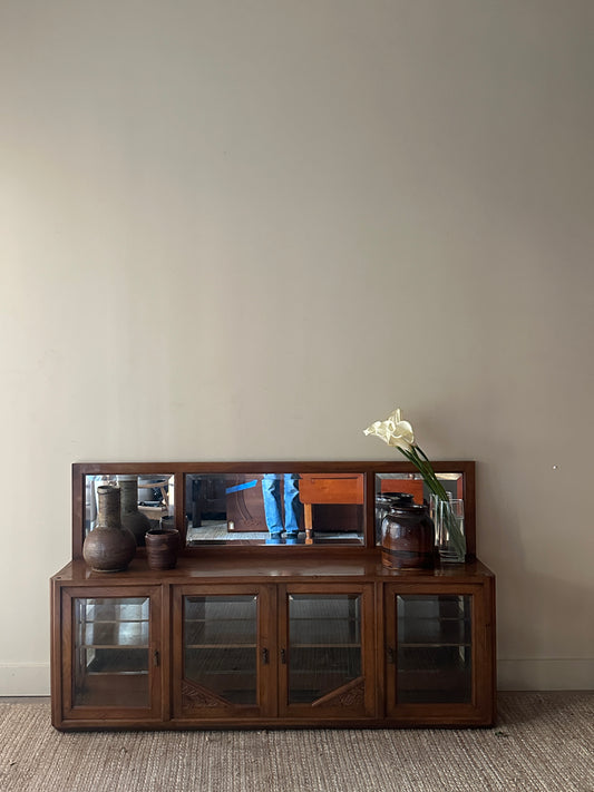 Walnut mirrored floor console