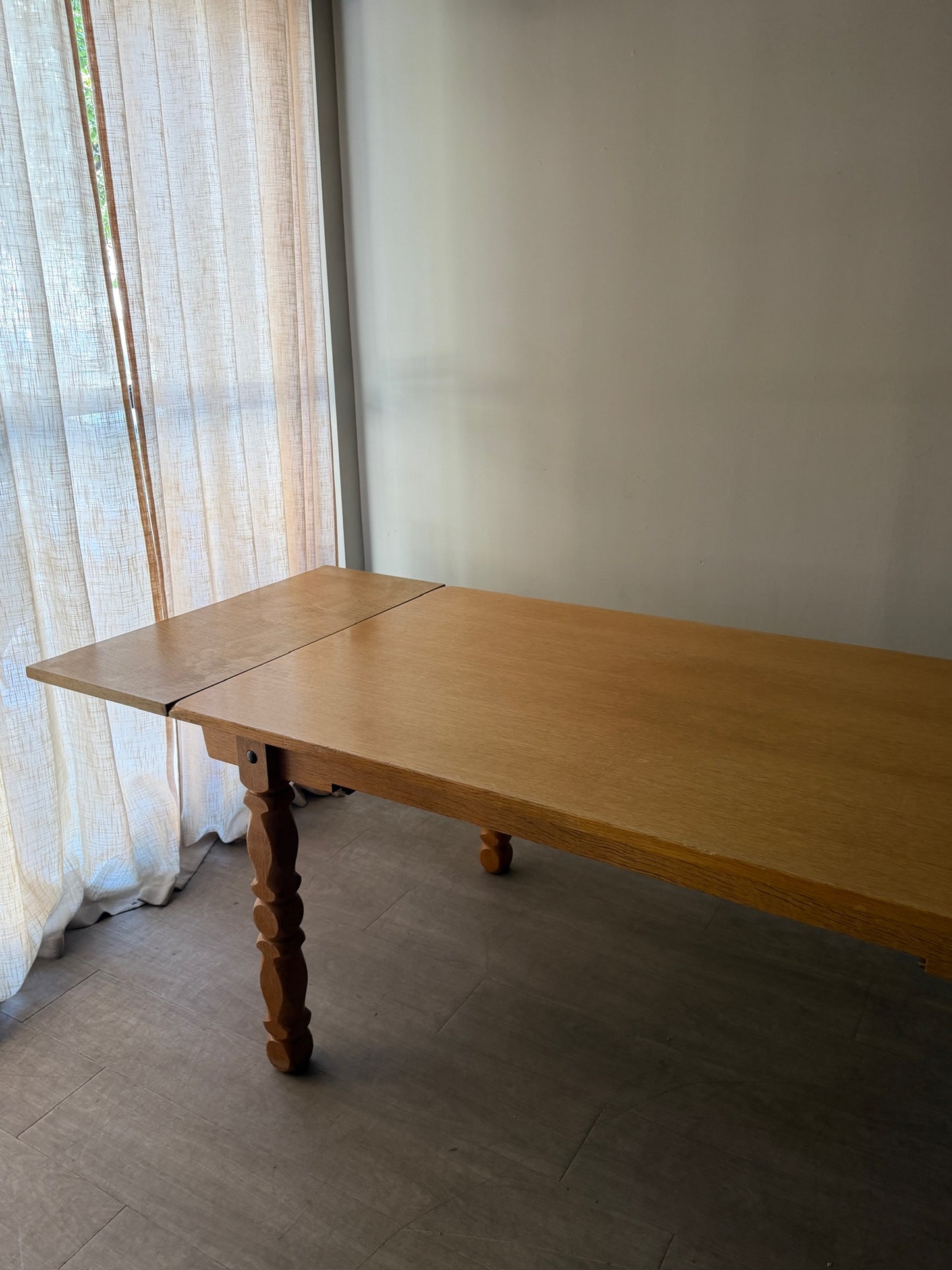 Danish oak dining table with extensions
