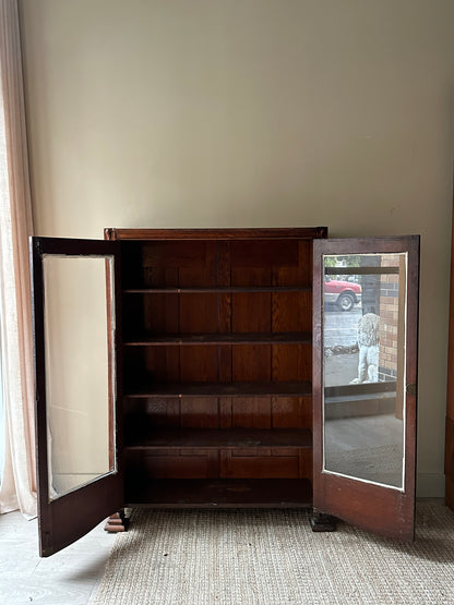 Oak with brass decal display case