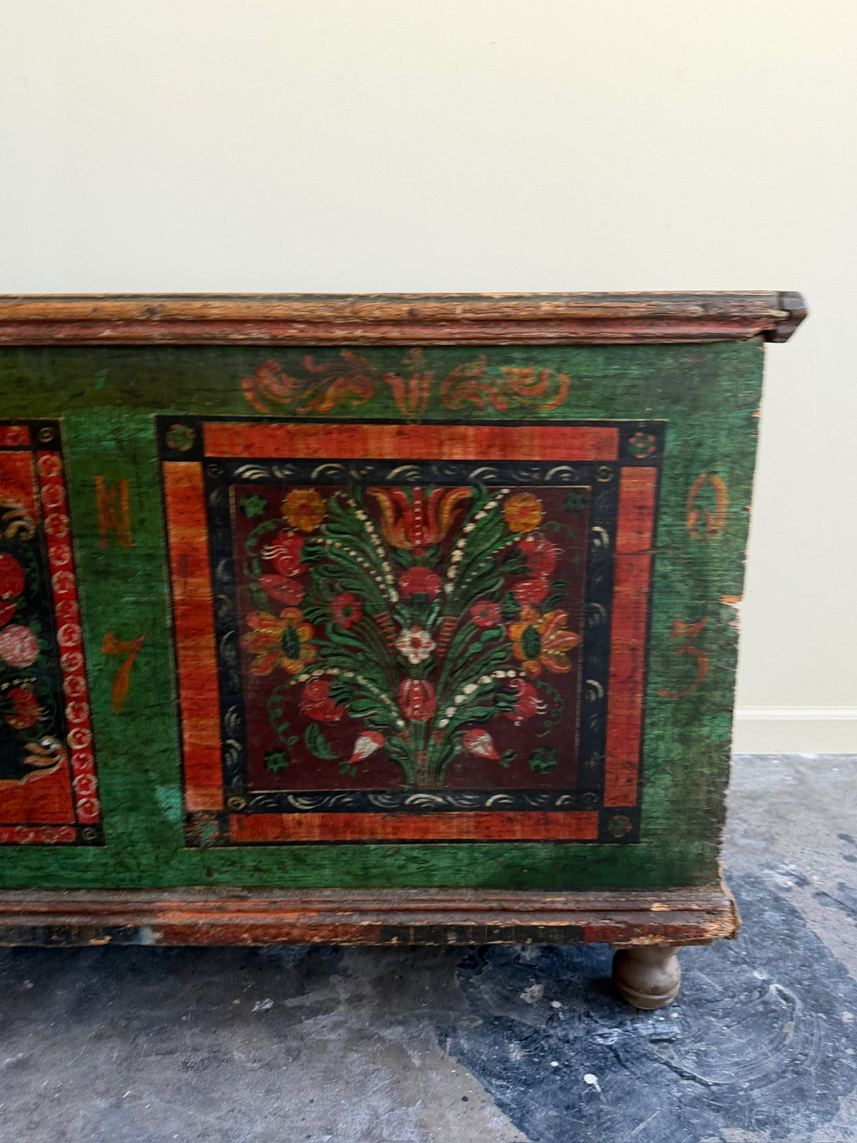 Scandinavian painted pine dower chest