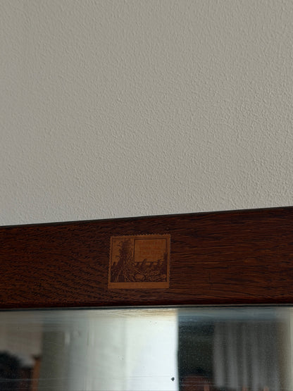 Mission oak tallboy dresser with mirror