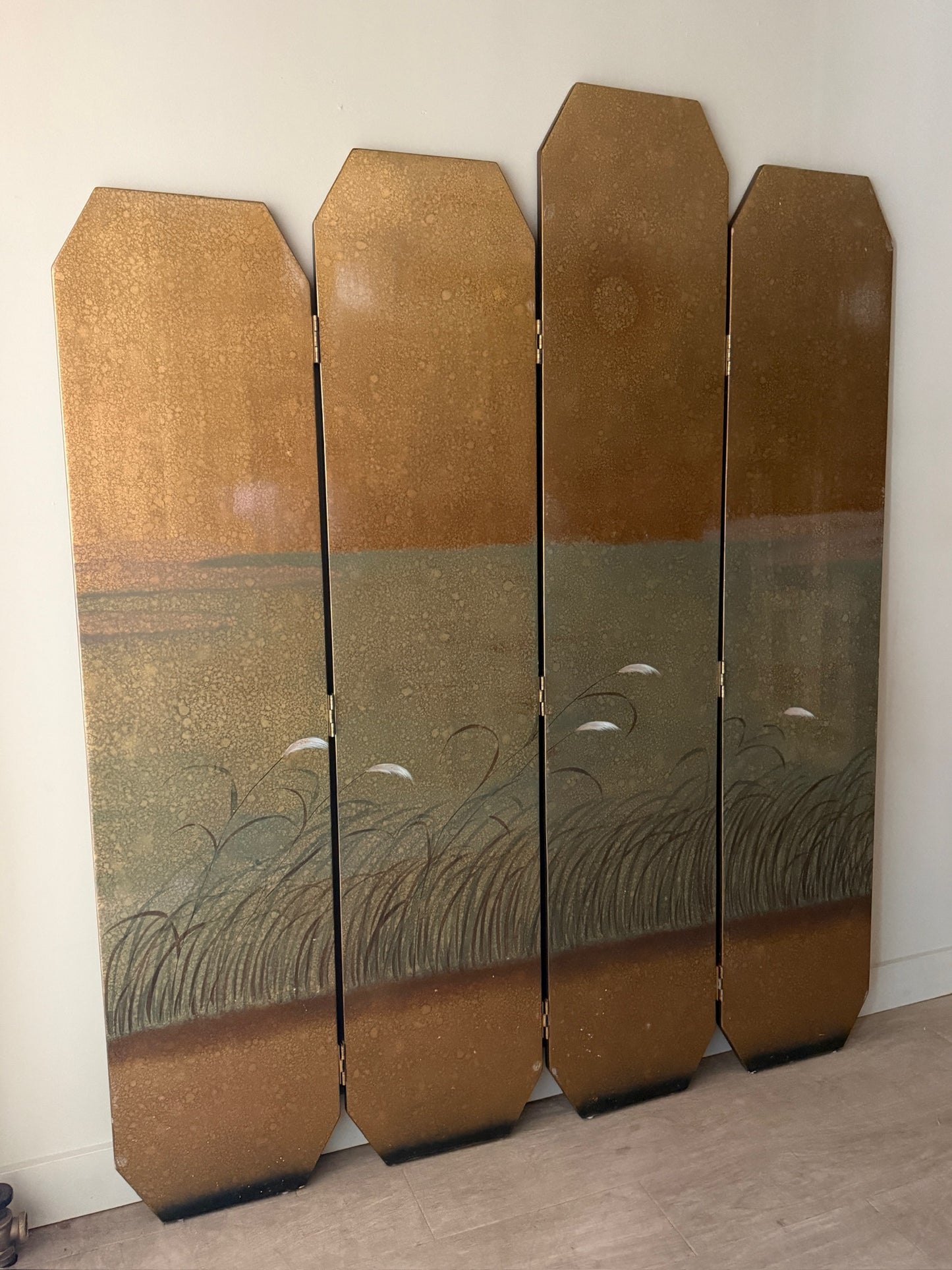 Japanese Byobu lacquered folding screen