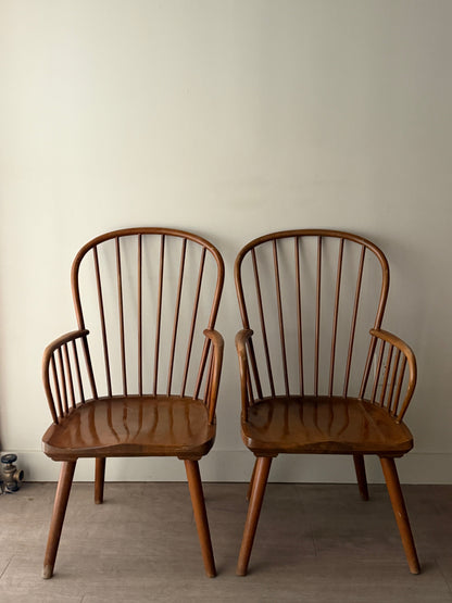Danish beech windsor chairs. Sold individually.