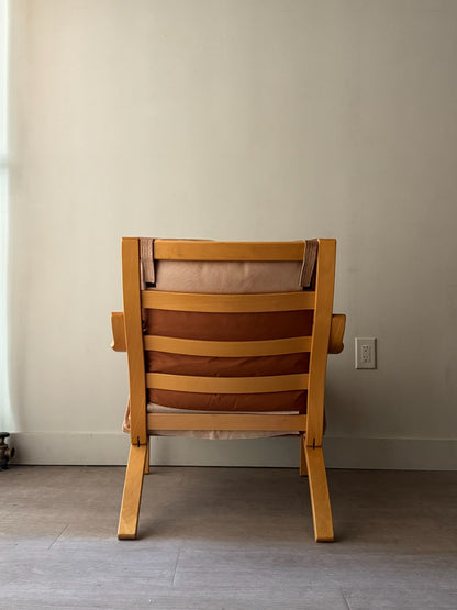 Stouby Danish leather bentwood lounge chair
