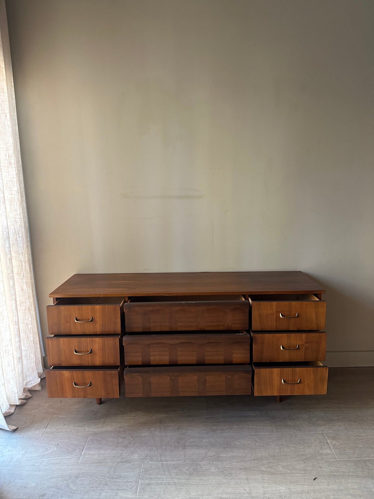 Walnut inlay 9 drawer dresser