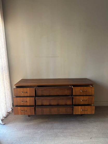 Walnut inlay 9 drawer dresser