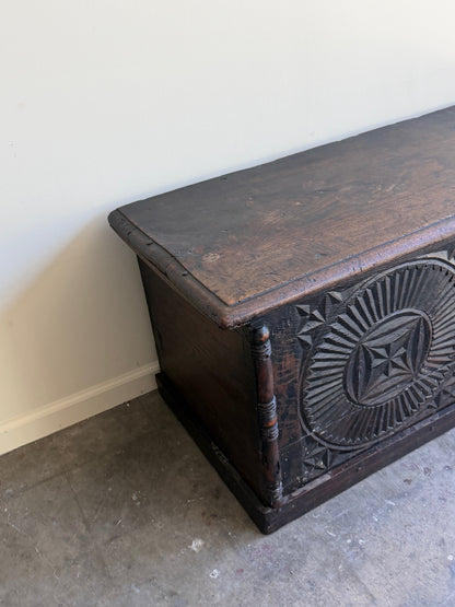 Northern European carved oak chest