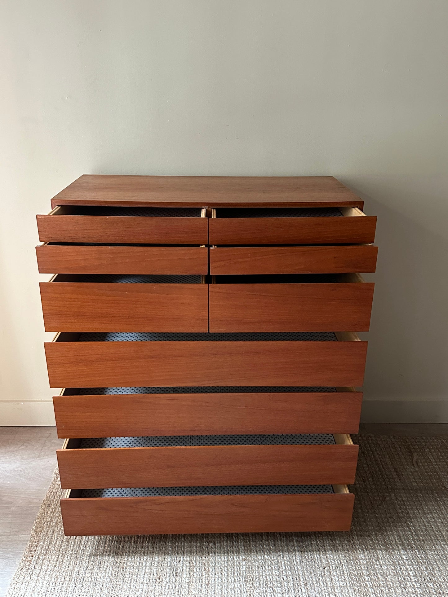 Teak tallboy dresser