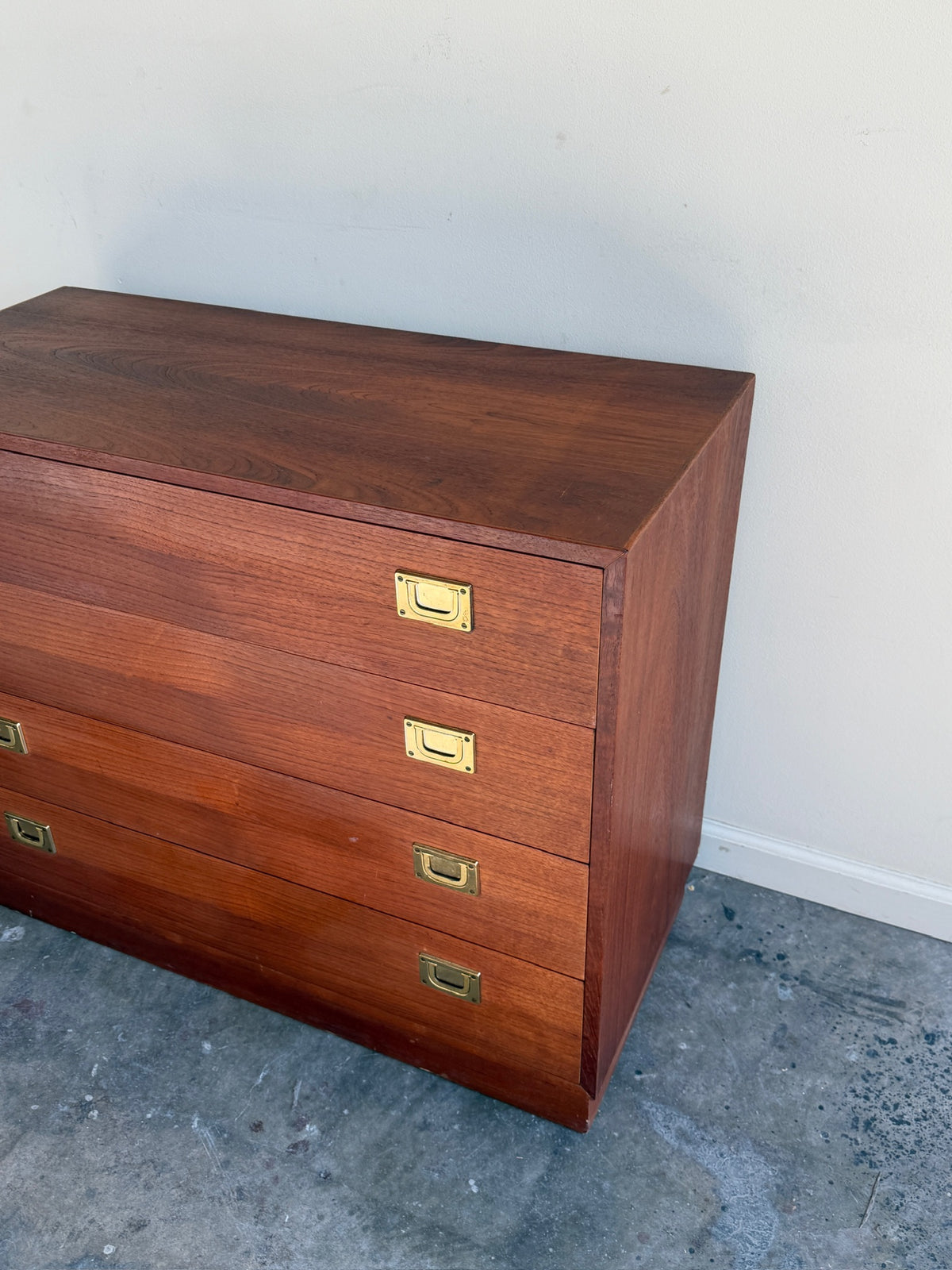 Danish teak dresser with brass pulls