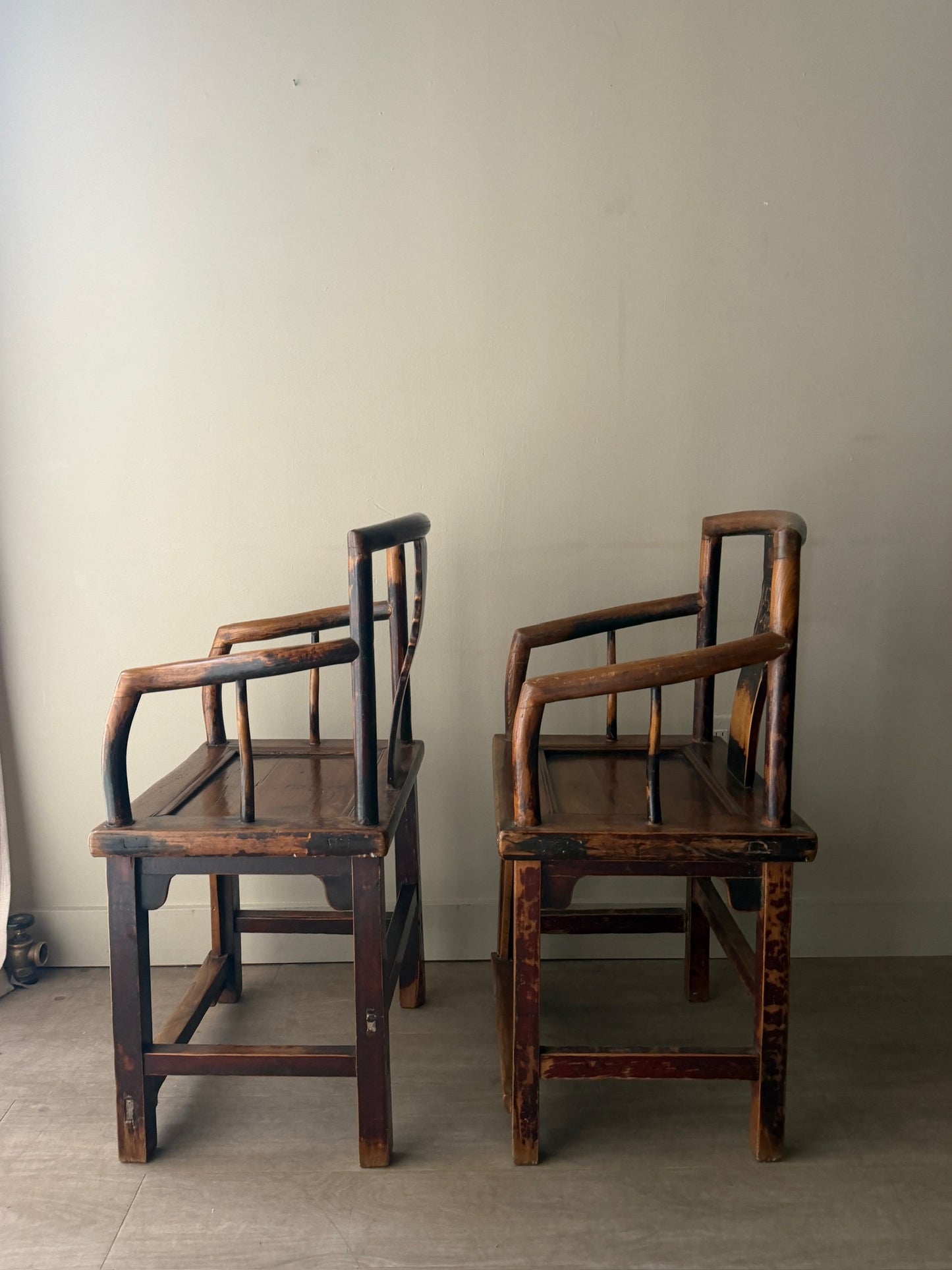 Chinese elmwood chairs. Sold individually.