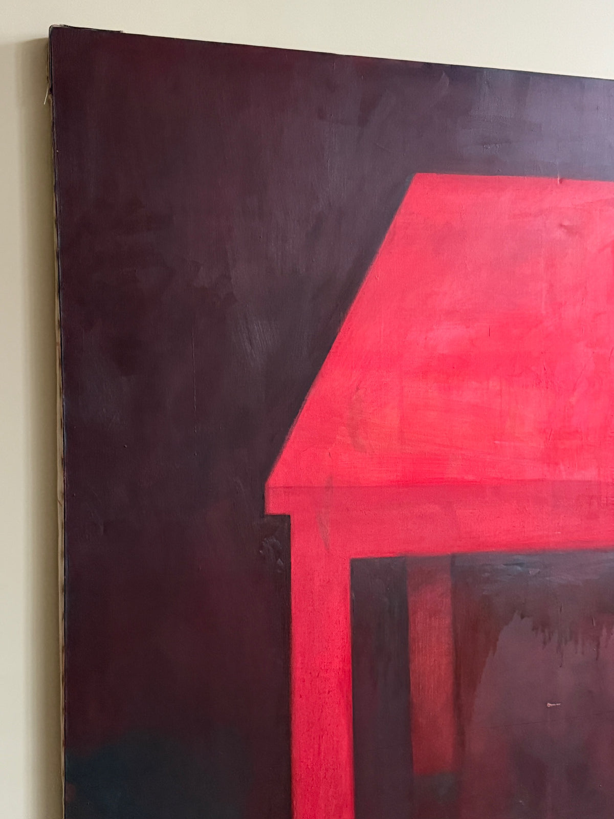 Large red abstract. Signed “Caycedo.”