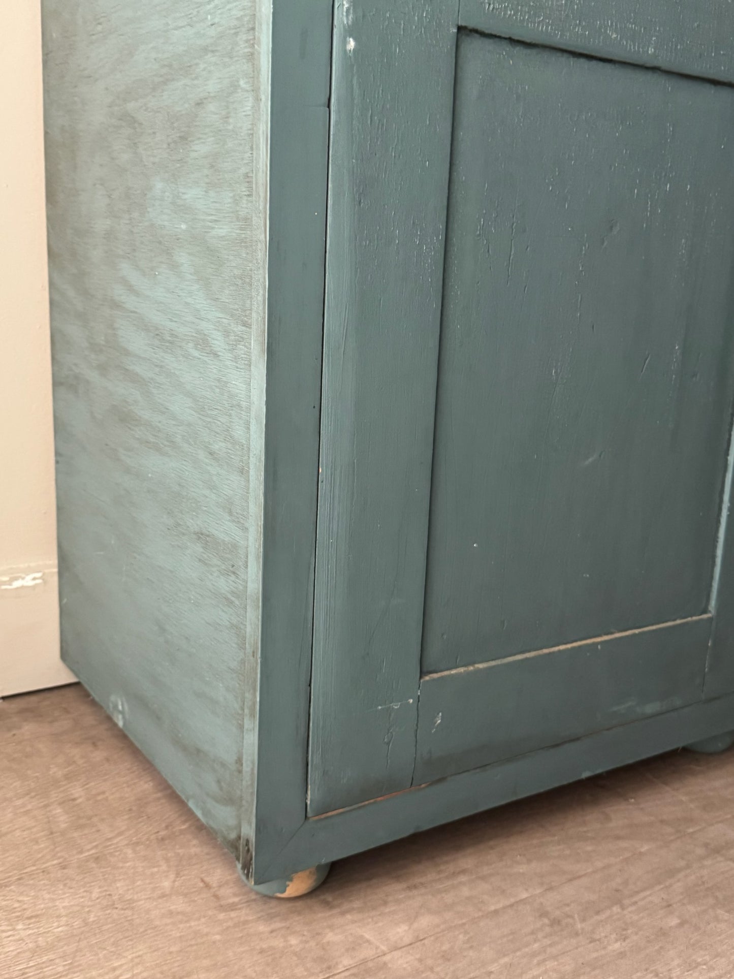 Blue painted pine cupboard