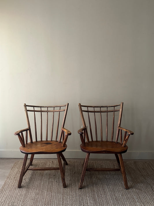 Pine armchairs. Sold individually.