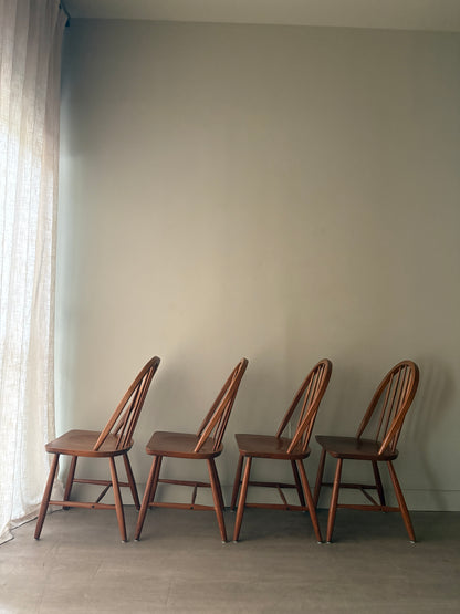 Danish teak hoop-back Windsor dining chairs. Sold in pairs.