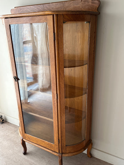 Oak curio cabinet