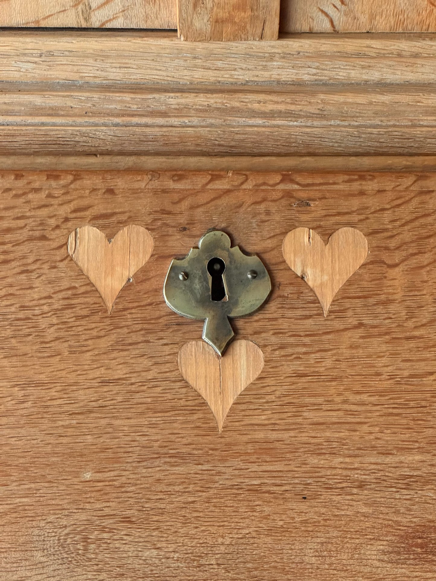 Danish inlaid oak secretary hutch