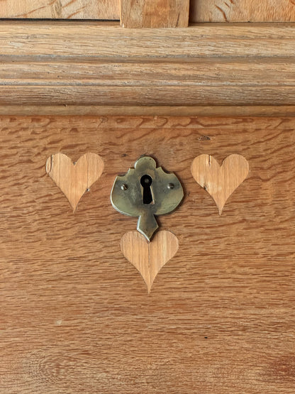 Danish inlaid oak secretary hutch
