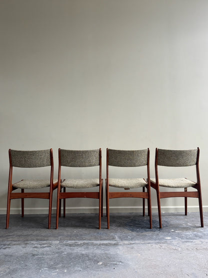 Scandinavian teak upholstered chairs. Sold in pairs.
