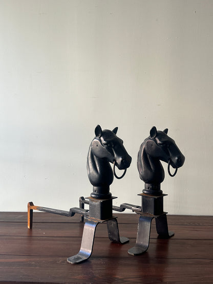 Horse head andirons