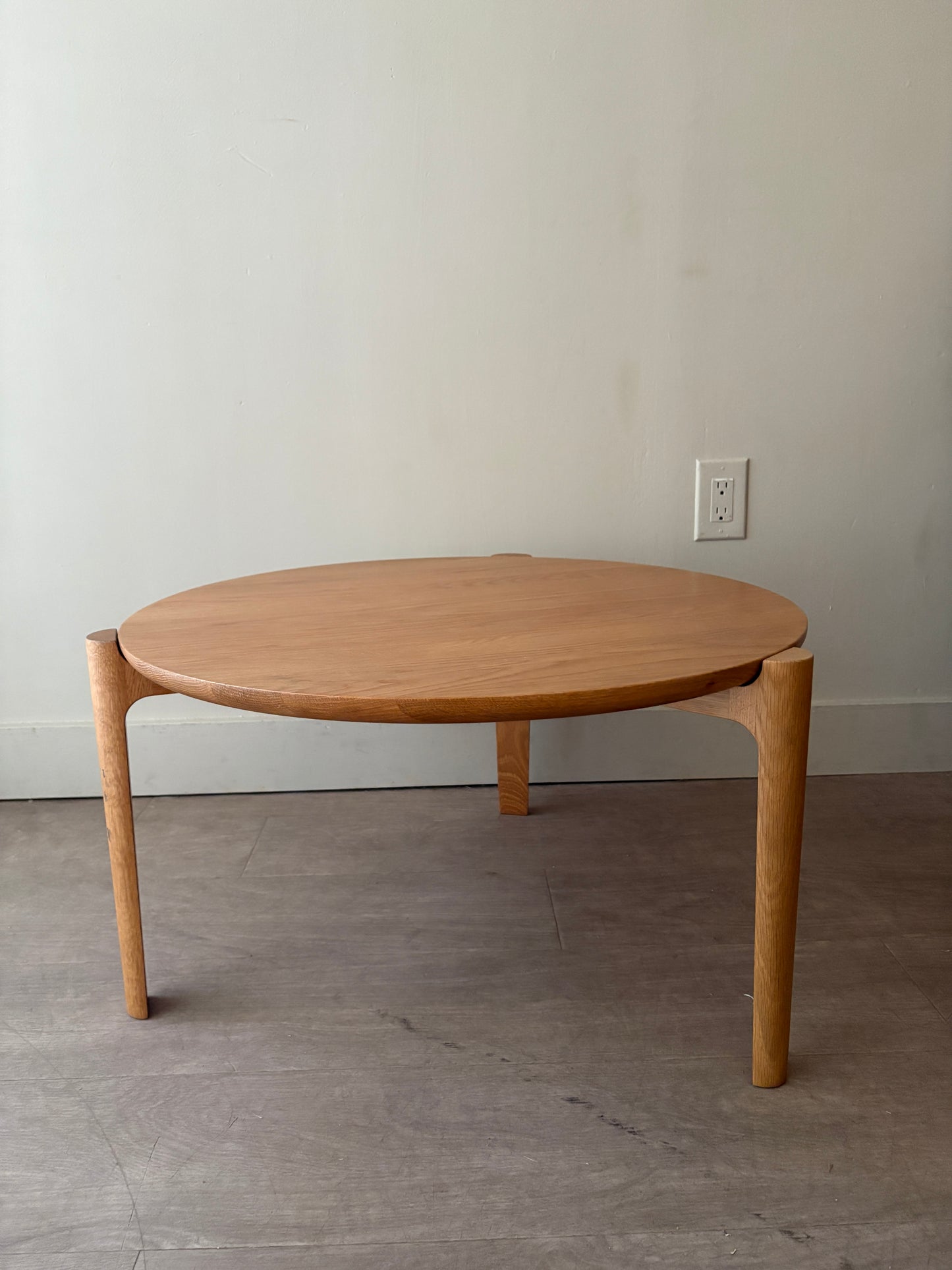 Small round oak coffee table