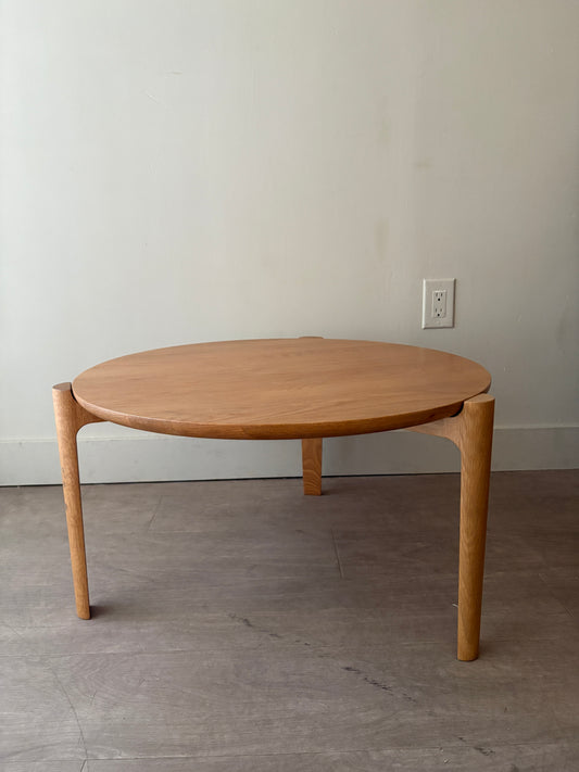 Small round oak coffee table
