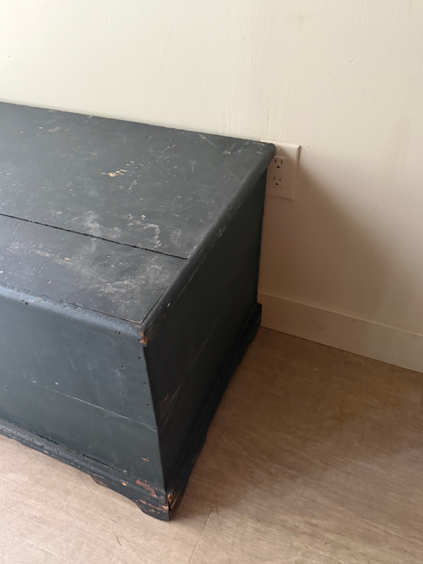 Green painted pine chest