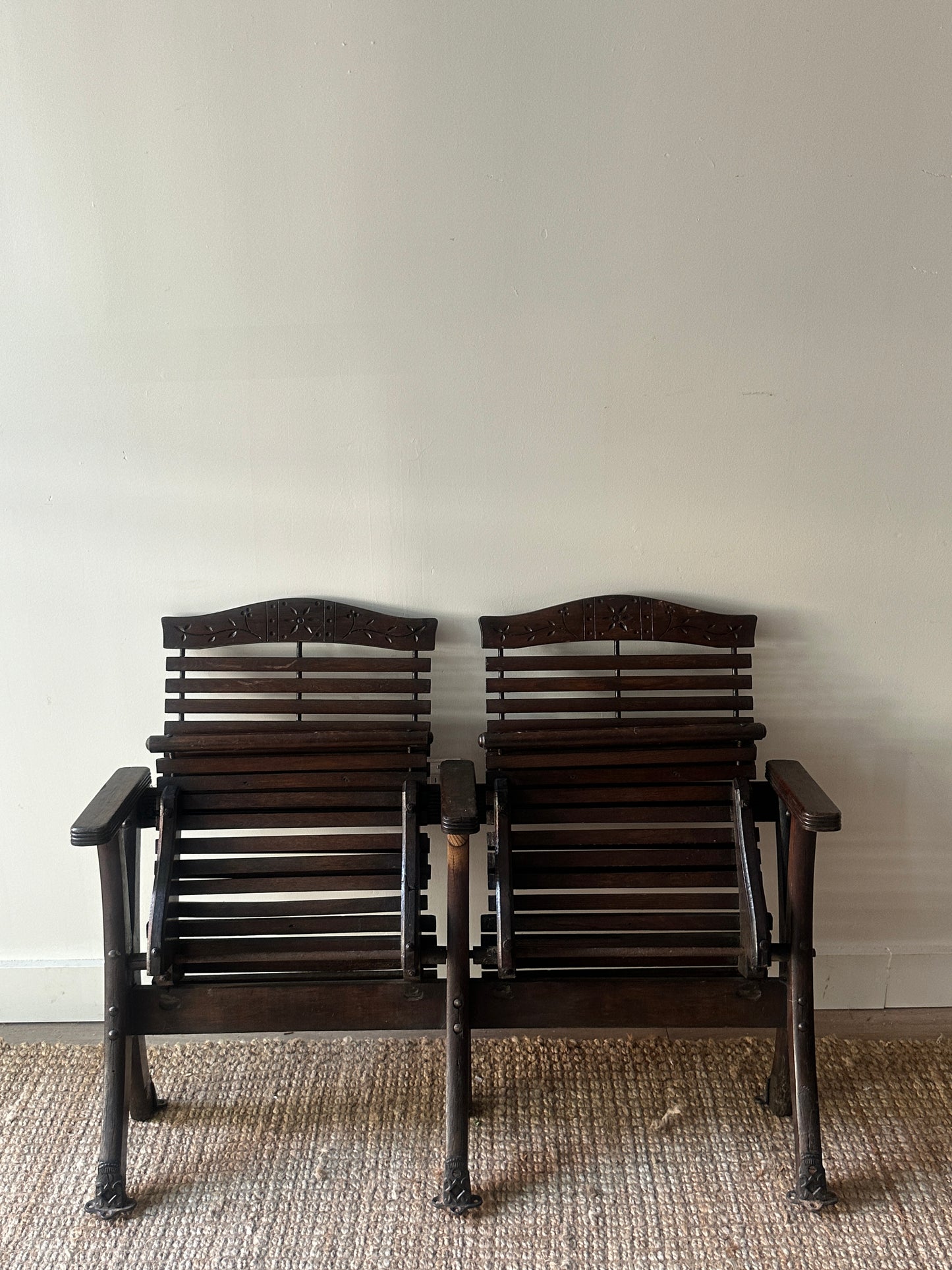 Victorian two seater folding bench