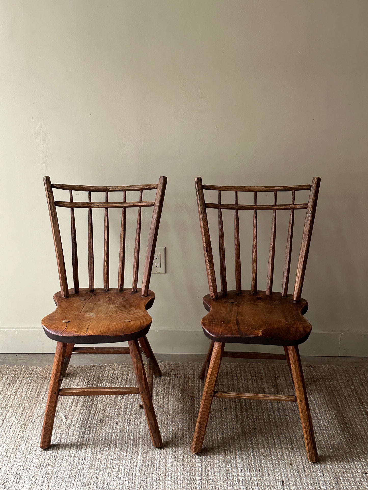 Pine dining chairs. Set of 2.