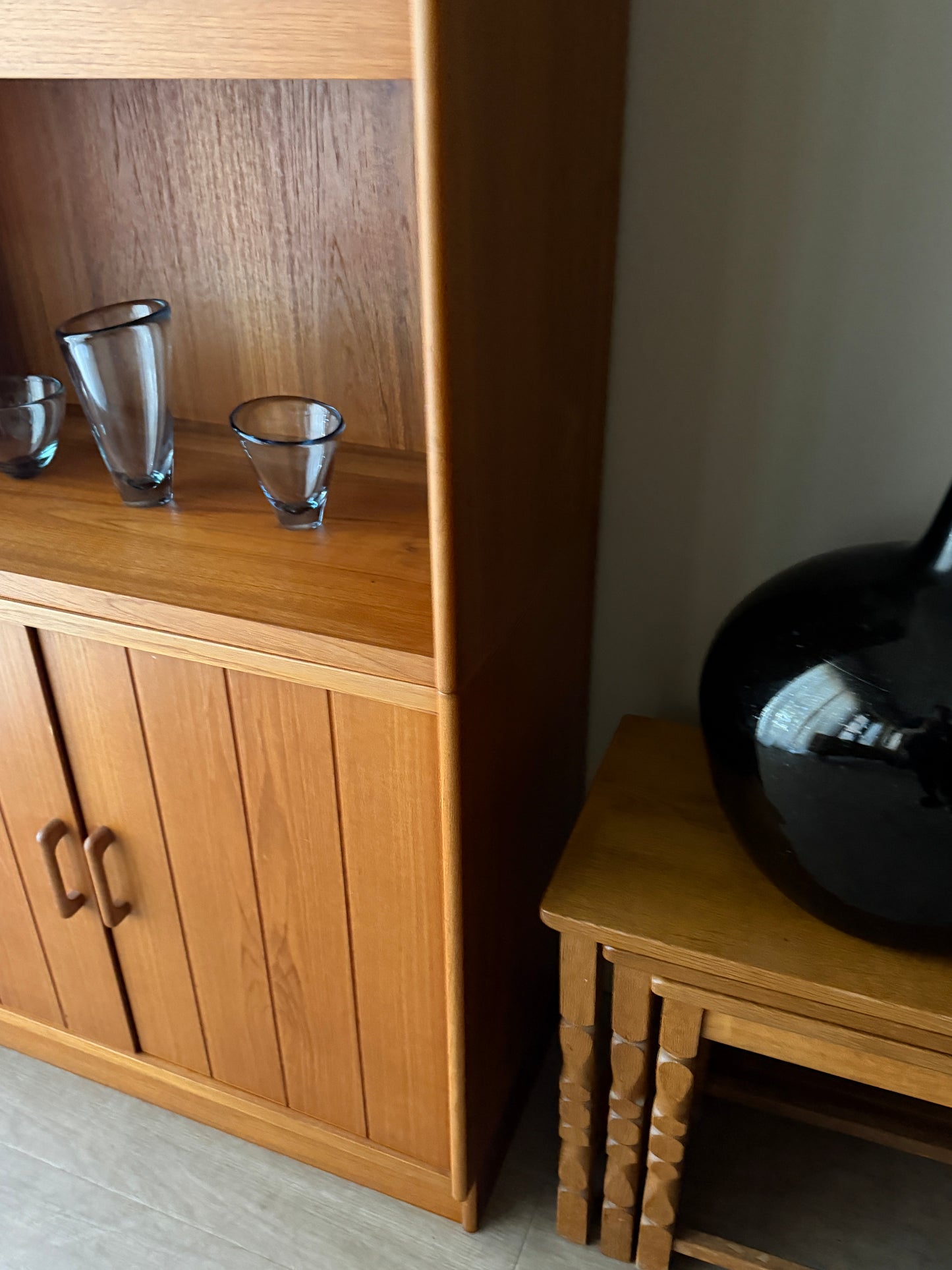 Danish teak two piece cabinet