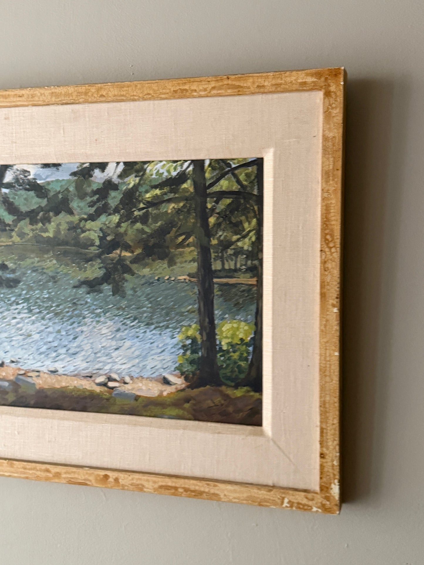 American pointilist landscape. Signed.