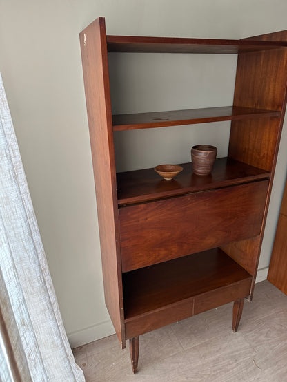 Walnut bar bookshelf