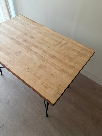 Butcher block & wrought iron table