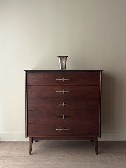 Bassett walnut tallboy dresser