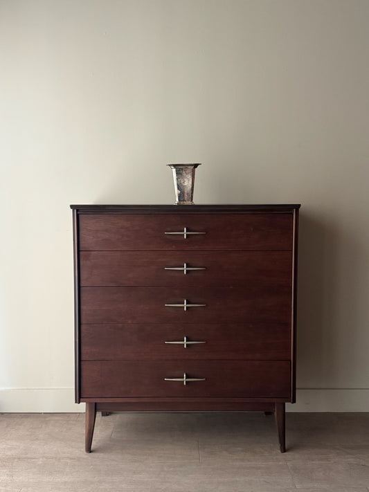Bassett walnut tallboy dresser
