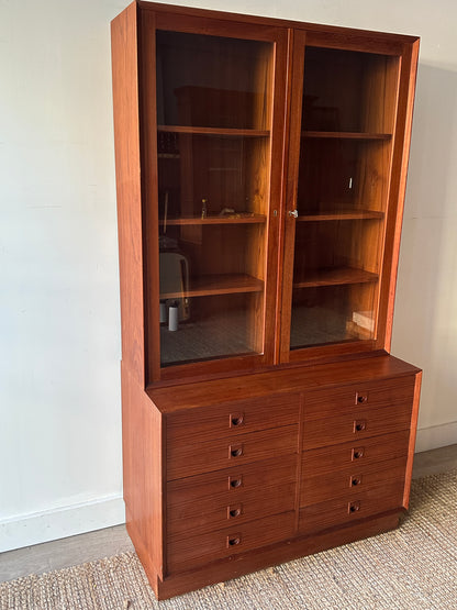 Two piece walnut hutch