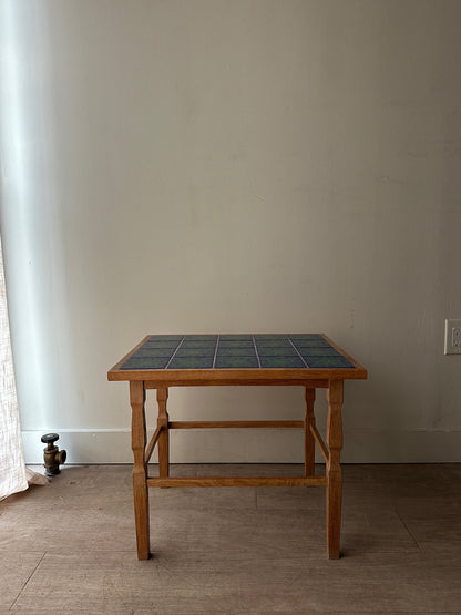 Danish oak and ceramic tile side table
