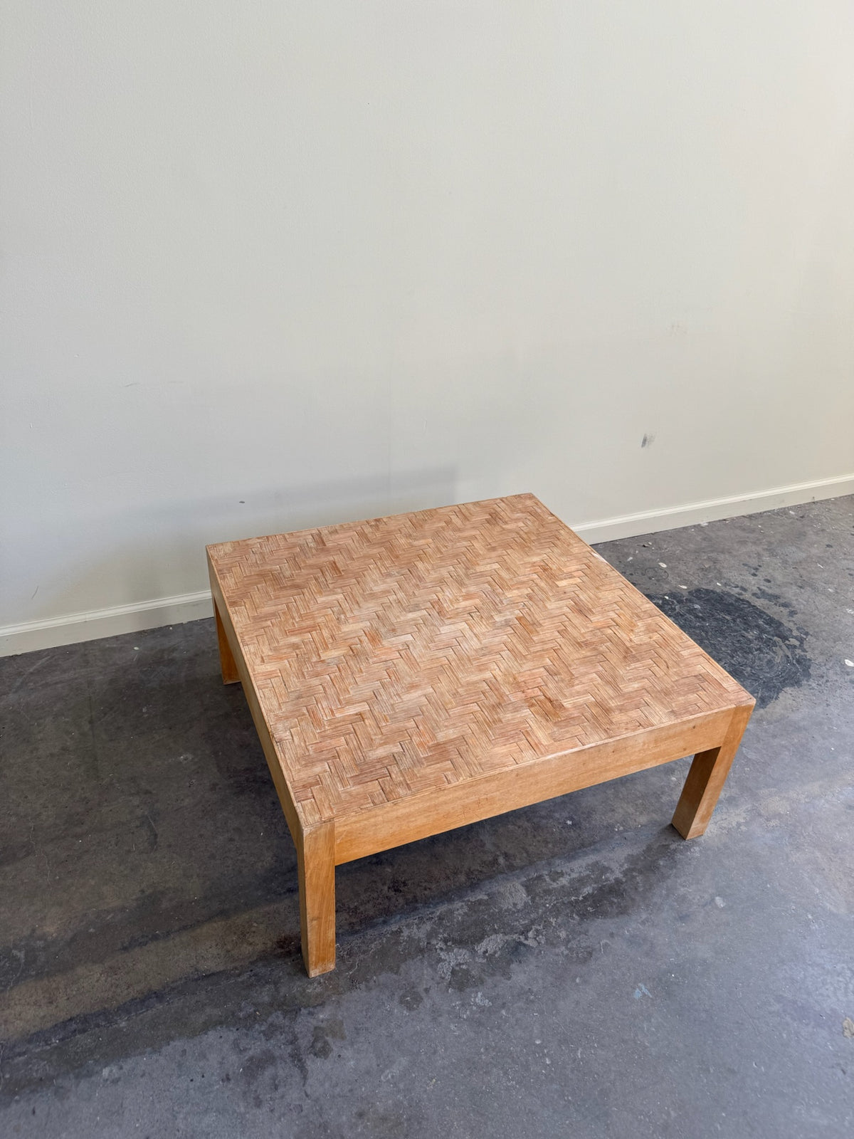 Woven bamboo top beech coffee table