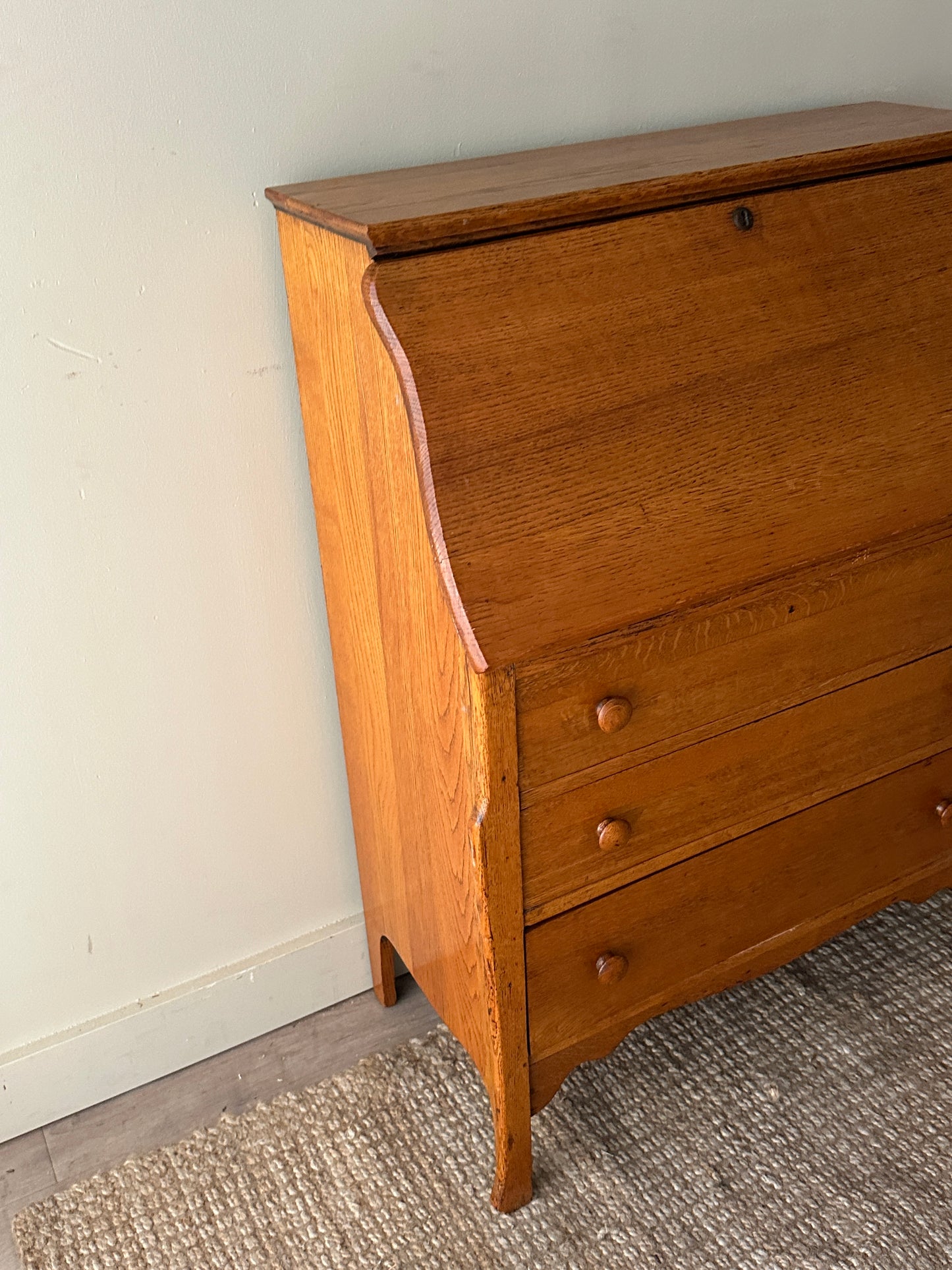Oak secretary dresser